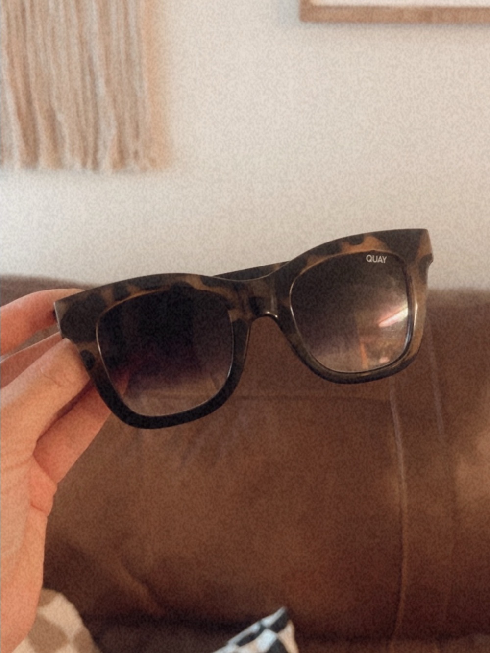 Quay Australia Menโs Tortoise Square Sunglasses - Brown